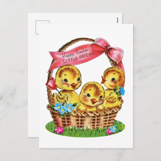 ヴィンテージハッピーイースターリトルフレンドチックス シーズンポストカード (正面/裏面)