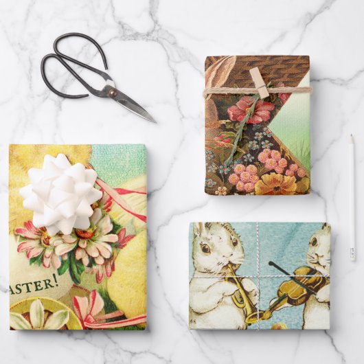 ヴィンテージハッピーイースター包装紙シート ラッピングペーパーシート (正面)