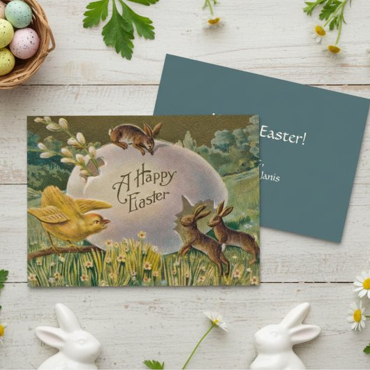 ヴィンテージハッピーイースター卵とバンニカスタムー シーズンカード