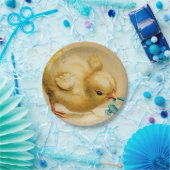 ヴィンテージハッピーイースター（青い花） ペーパープレート (パーティー)