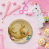 ヴィンテージハッピーイースター（青い花） ペーパープレート (パーティー)