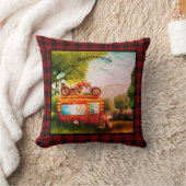 ヴィンテージハッピーキャンパートレーラーゴミ水牛プレイド クッション (ブランケット)