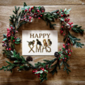 ヴィンテージハッピークリスマスかわいい猫のクリスマス シーズンカード