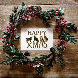 ヴィンテージハッピークリスマスかわいい猫のクリスマス シーズンカード