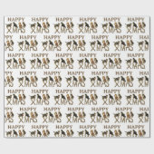 ヴィンテージハッピークリスマスかわいい猫のクリスマス ラッピングペーパー (フラット)