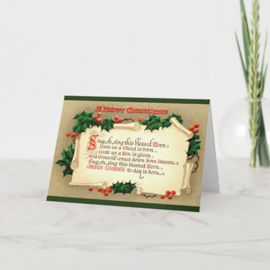 ヴィンテージハッピークリスマスグリーティングカード シーズンカード (正面)