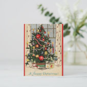 ヴィンテージハッピークリスマスホリデーツリー シーズンポストカード (スタンド正面)