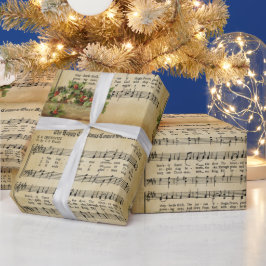 ヴィンテージハッピークリスマス来再キャロル ラッピングペーパー