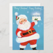 ヴィンテージハッピークリスマス誕生日サンタ シーズンカード (正面/裏面)