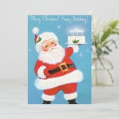 ヴィンテージハッピークリスマス誕生日サンタ シーズンカード (スタンド正面)