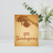 ヴィンテージハッピーサンクスギビング小麦トウモロコシ シーズンポストカード (スタンド正面)