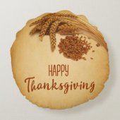 ヴィンテージハッピーサンクスギビング小麦トウモロコシ ラウンドクッション (裏面)
