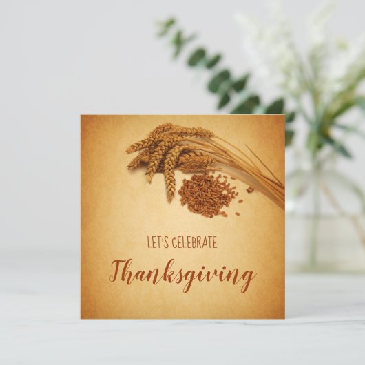 ヴィンテージハッピーサンクスギビング小麦トウモロコシ 招待状 (スタンド正面)