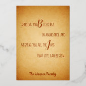 ヴィンテージハッピーサンクスギビング小麦トウモロコシ 箔シーズンカード (裏面)