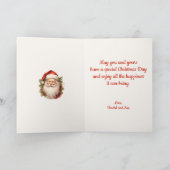 ヴィンテージハッピーサンタウォーターカラークリスマスカード カード (内部)