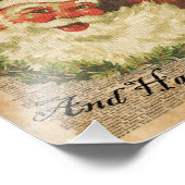 ヴィンテージハッピーサンタクリスマスグリーティングアート フォトプリント            (角)