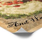 ヴィンテージハッピーサンタクリスマスグリーティングアート ポスター (角)