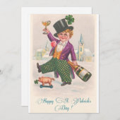 ヴィンテージハッピーセントパトリックのデイシャンパンボーイ 招待状 (正面/裏面)