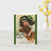 ヴィンテージハッピーセントパトリックの日かわいいアイリッシュガール カード (黄色い花)