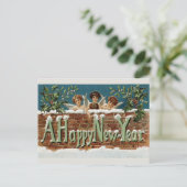 ヴィンテージハッピーニューイヤーかわいいエンジェルケルブ ポストカード (スタンド正面)