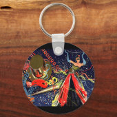 ヴィンテージハッピーニューイヤーイブパーティーと紙吹雪 キーホルダー (正面)