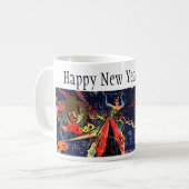ヴィンテージハッピーニューイヤーイブパーティーと紙吹雪 コーヒーマグカップ (正面左)