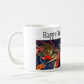 ヴィンテージハッピーニューイヤーイブパーティーと紙吹雪 コーヒーマグカップ (左)