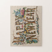 ヴィンテージハッピーニューイヤーイラストレーション(1876) ジグソーパズル (縦)