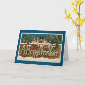 ヴィンテージハッピーニューイヤー カード (黄色い花)