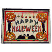 ヴィンテージハッピーハローウィンカボチャ黒猫 ラージペーパーバッグ (裏面)