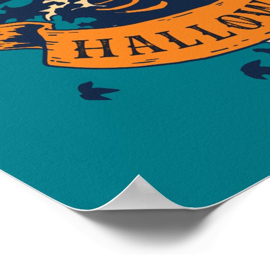 ヴィンテージハッピーハローウィングラフィックハロウィーンのカボチャのちょうちん ポスター (角)