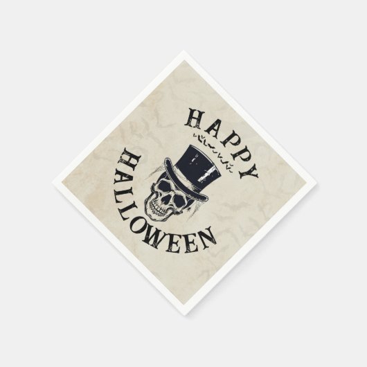 ヴィンテージハッピーハローウィンスカル スタンダードカクテルナプキン (角)