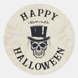 ヴィンテージハッピーハローウィンスカル ラウンドシール