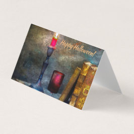 ヴィンテージハッピーハローウィンレッドキャンドルアンドオールドブックス