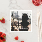 ヴィンテージハッピーハローウィン不気味キャットアーサーラクカム スタンダードカクテルナプキン (インサイチュ)