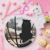 ヴィンテージハッピーハローウィン不気味キャットアーサーラクカム ペーパープレート (パーティー)