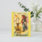 ヴィンテージハッピーハローウィン吹ガールアウトキャンドル ポストカード (スタンド正面)