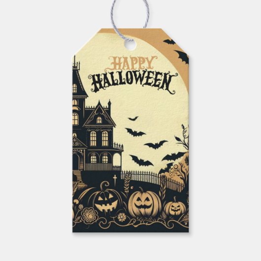 ヴィンテージハッピーハローウィン芸術 ギフトタグ (正面)