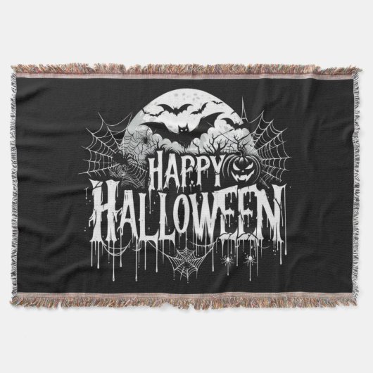 ヴィンテージハッピーハローウィン芸術 スローブランケット (正面)
