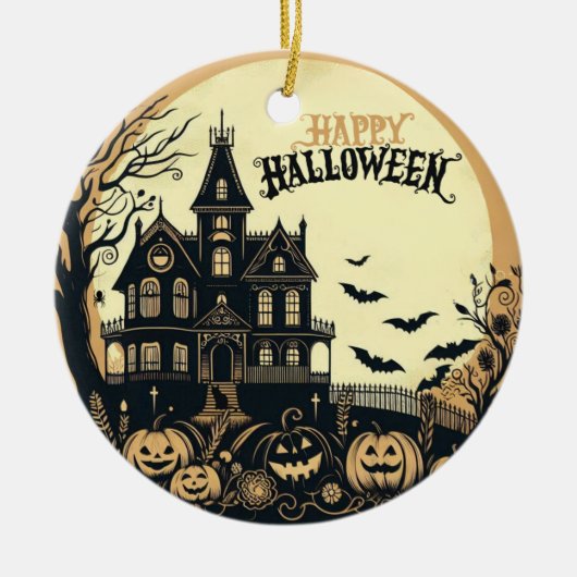 ヴィンテージハッピーハローウィン芸術 セラミックオーナメント (正面)