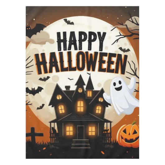 ヴィンテージハッピーハローウィン芸術 テーブルクロス (正面)