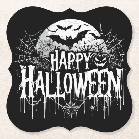 ヴィンテージハッピーハローウィン芸術 ペーパーコースター (正面)