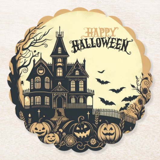 ヴィンテージハッピーハローウィン芸術 ペーパーコースター (正面)