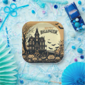 ヴィンテージハッピーハローウィン芸術 ペーパープレート (パーティー)