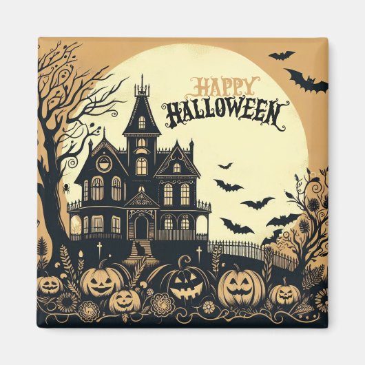 ヴィンテージハッピーハローウィン芸術 マグネット (正面)