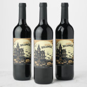 ヴィンテージハッピーハローウィン芸術 ワインラベル (ボトル)