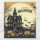 ヴィンテージハッピーハローウィン芸術 ワインラベル (シングルラベル)
