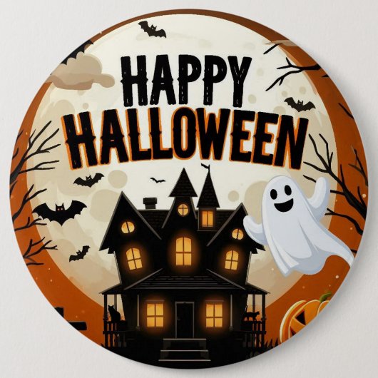 ヴィンテージハッピーハローウィン芸術 缶バッジ (正面)