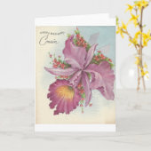 ヴィンテージハッピーバースデーいとこ カード (黄色い花)