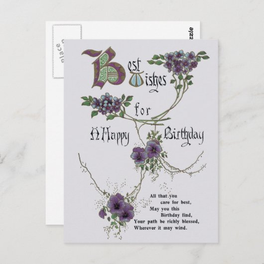 ヴィンテージハッピーバースデーはがき ポストカード (正面/裏面)